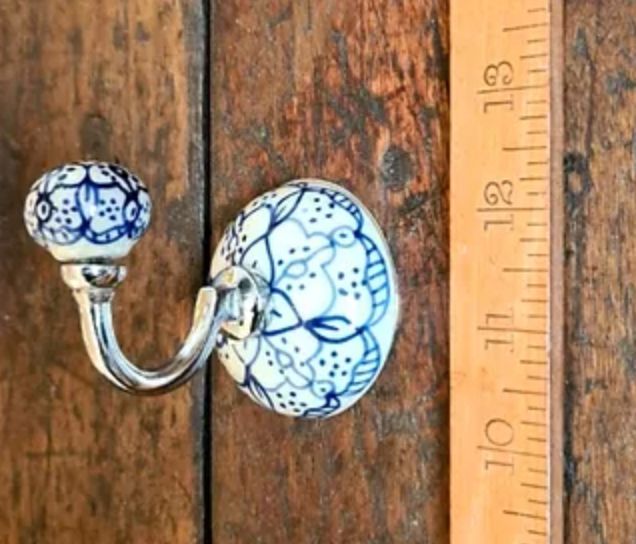 Ceramic Hook  - Blue &amp; White