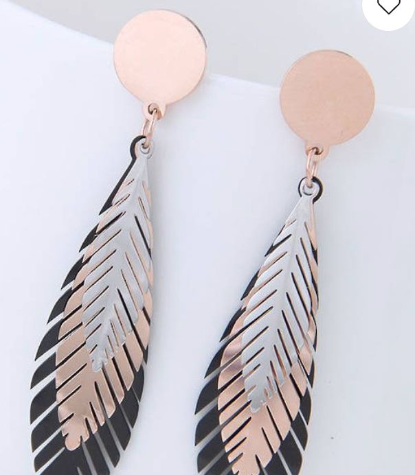 Stainless Steel Foliage Earrings