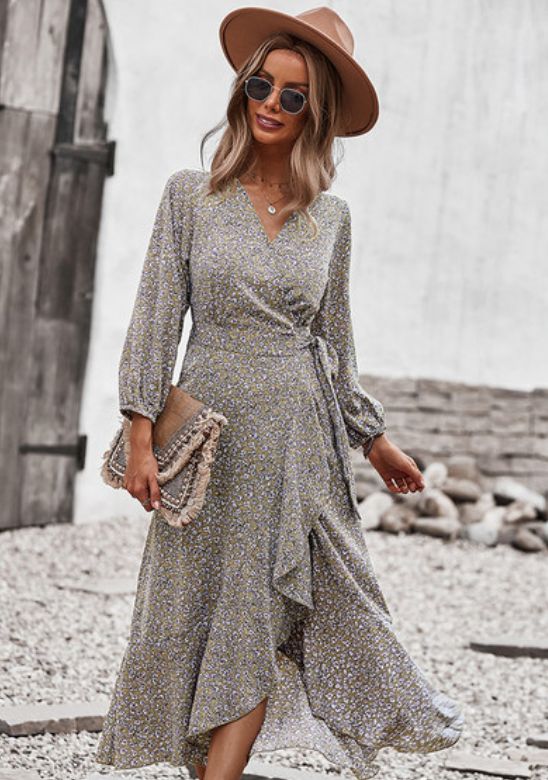 Bandage Print Dress - Khaki