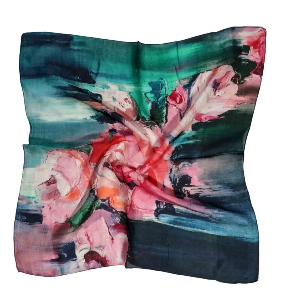 Floral Silk Square Scarf