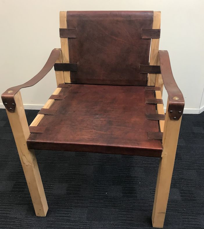 Tan Leather Throne Chair