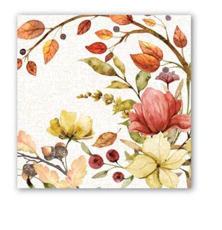 Fall Leaves &amp; Flowers Napkins ( Cocktail )