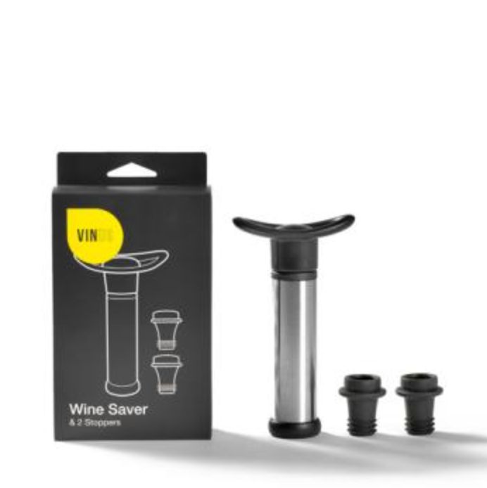 Wine Saver &amp; 2 Stoppers - Stainless Steel