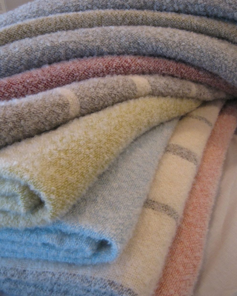 Brushed Wool &amp; Mohair Reverse Glacier Snow throw
