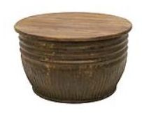 Nehava Antique Wood &amp; Metal Coffee table 76cm D