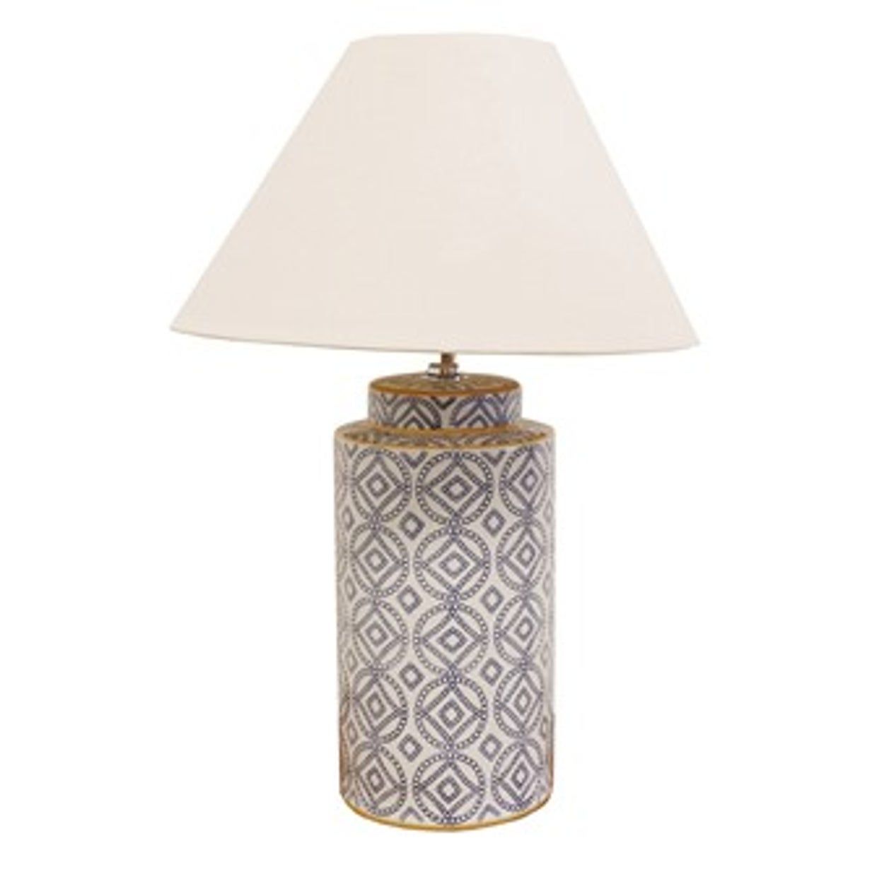 Ceramic Cylinder Lamp Base - Blue &amp; White