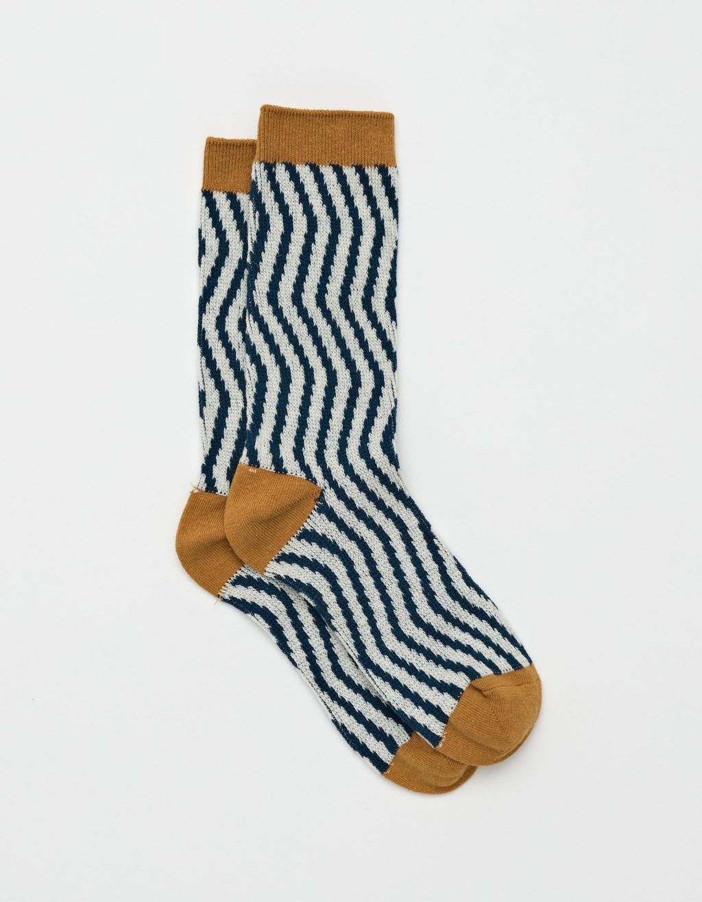 Socks - Navy Stripe &amp; Mustard