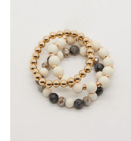 Stella &amp; Gemma Gold/White Black Stone Braclet