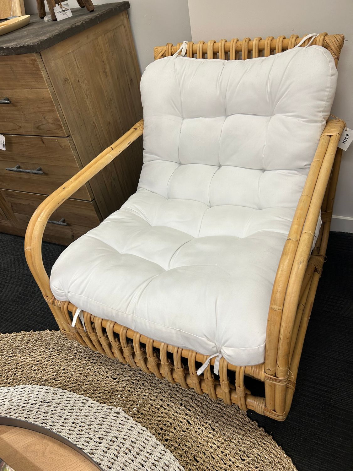 Cane chair with cushion