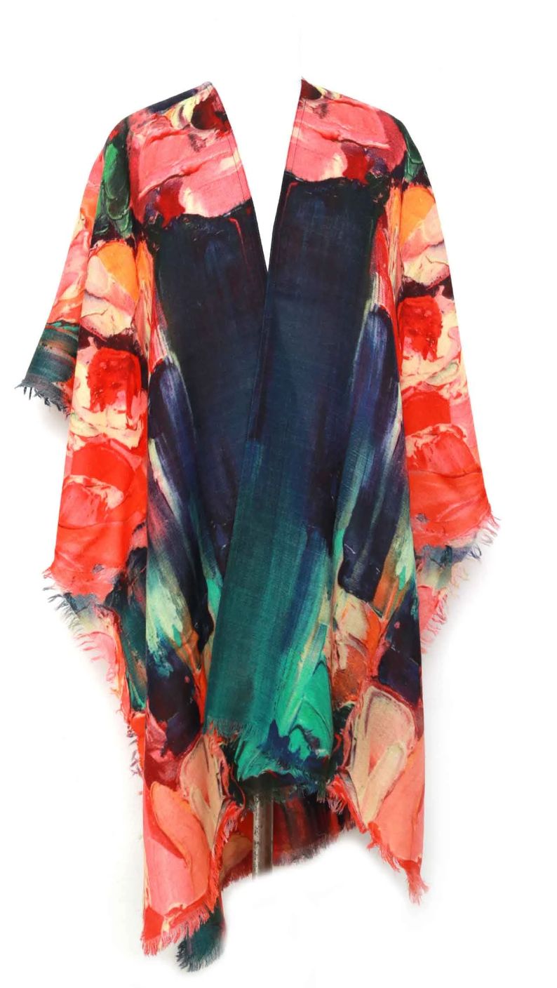 Abstract Brush Art Cape - Pinks