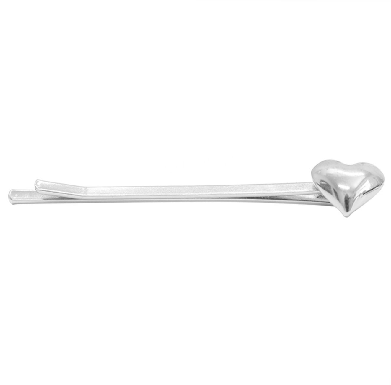 Hair Pin - Set of 2 - Heart - Silver