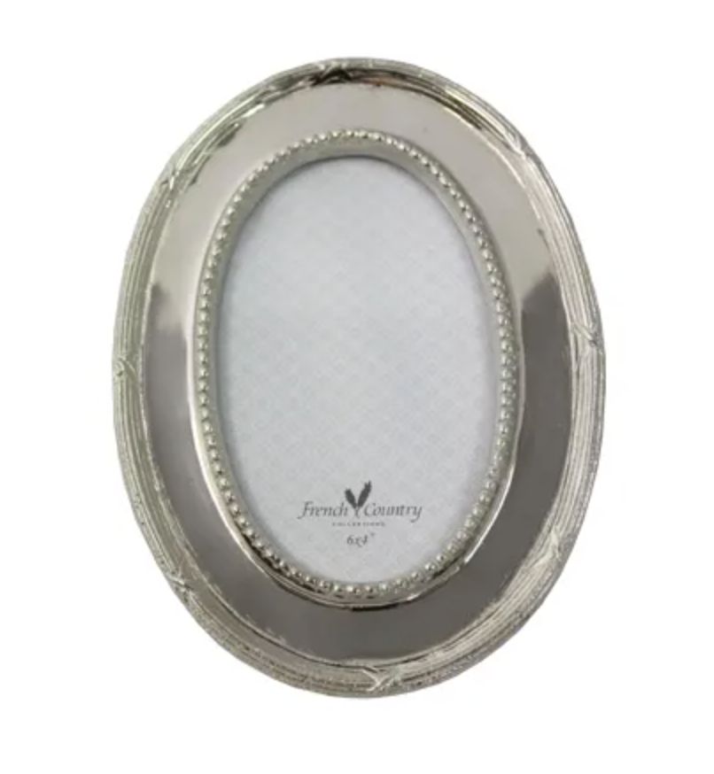 Beaded Nickel  Oval Photoframe 4x6"