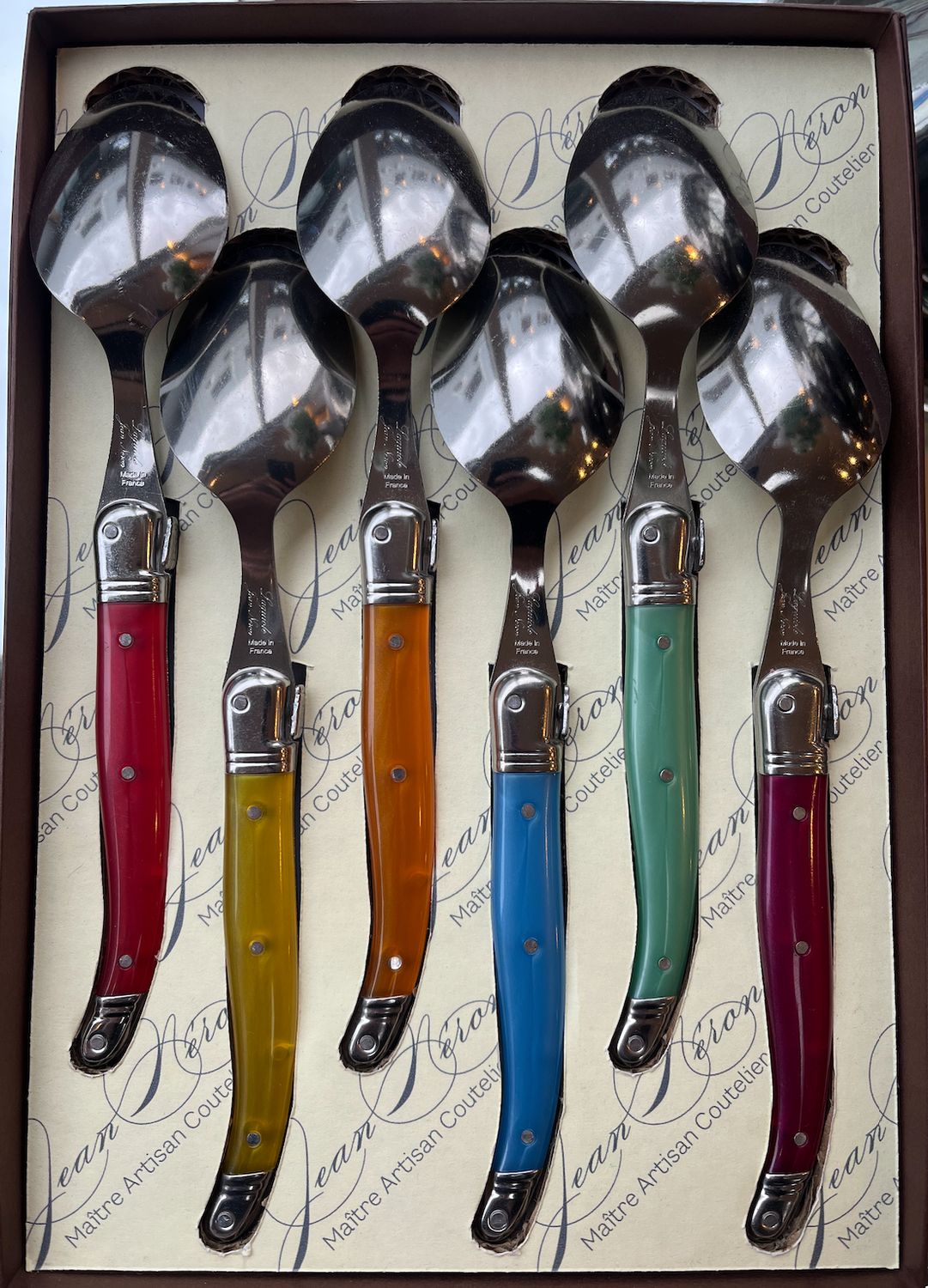Laguiole Dessert Spoons - Multi Colour 6