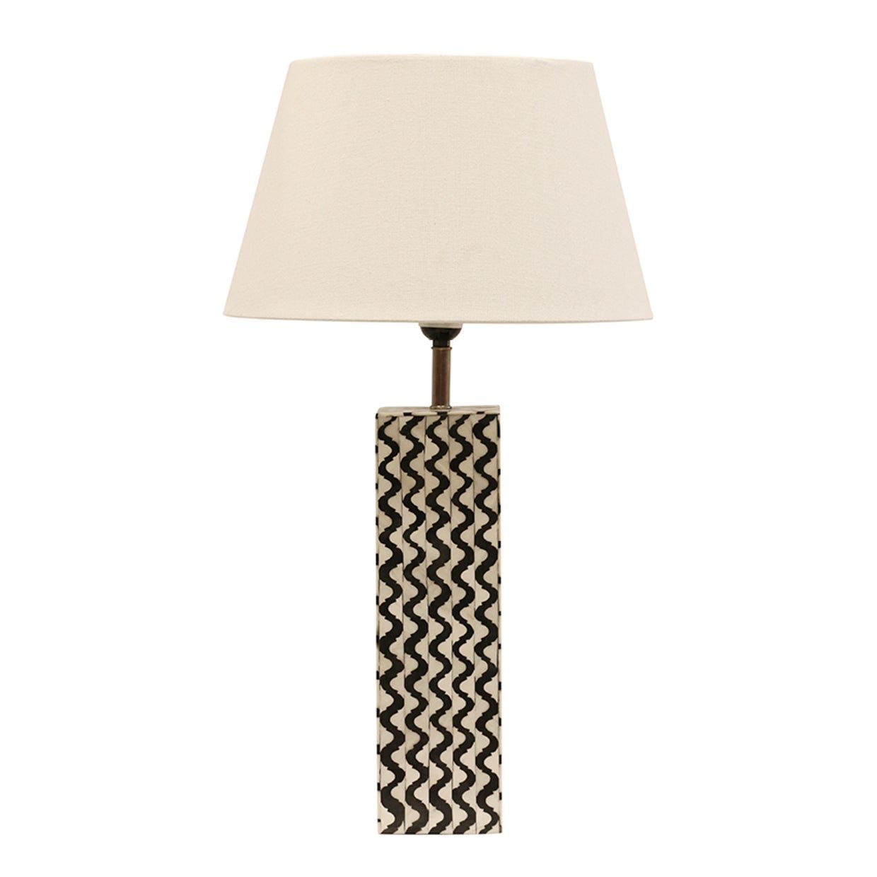 Bone &amp; Brass Lamp Base - Square - Black &amp; White