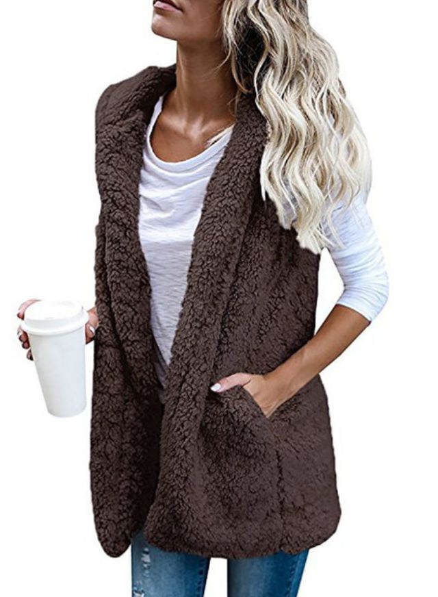 Casual Faux Wastecoat - Brown