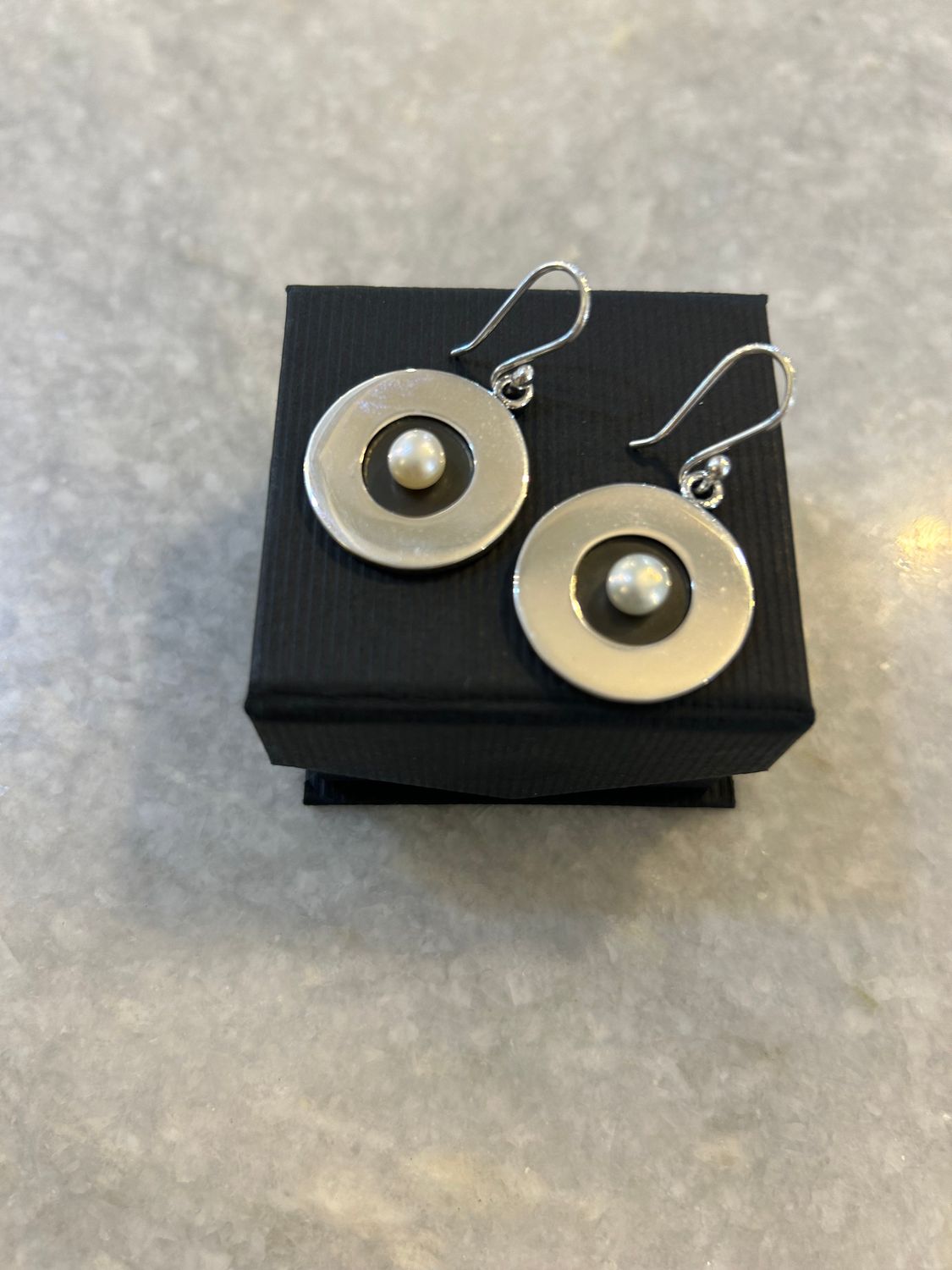 Silver Planet and Pearl Earings
