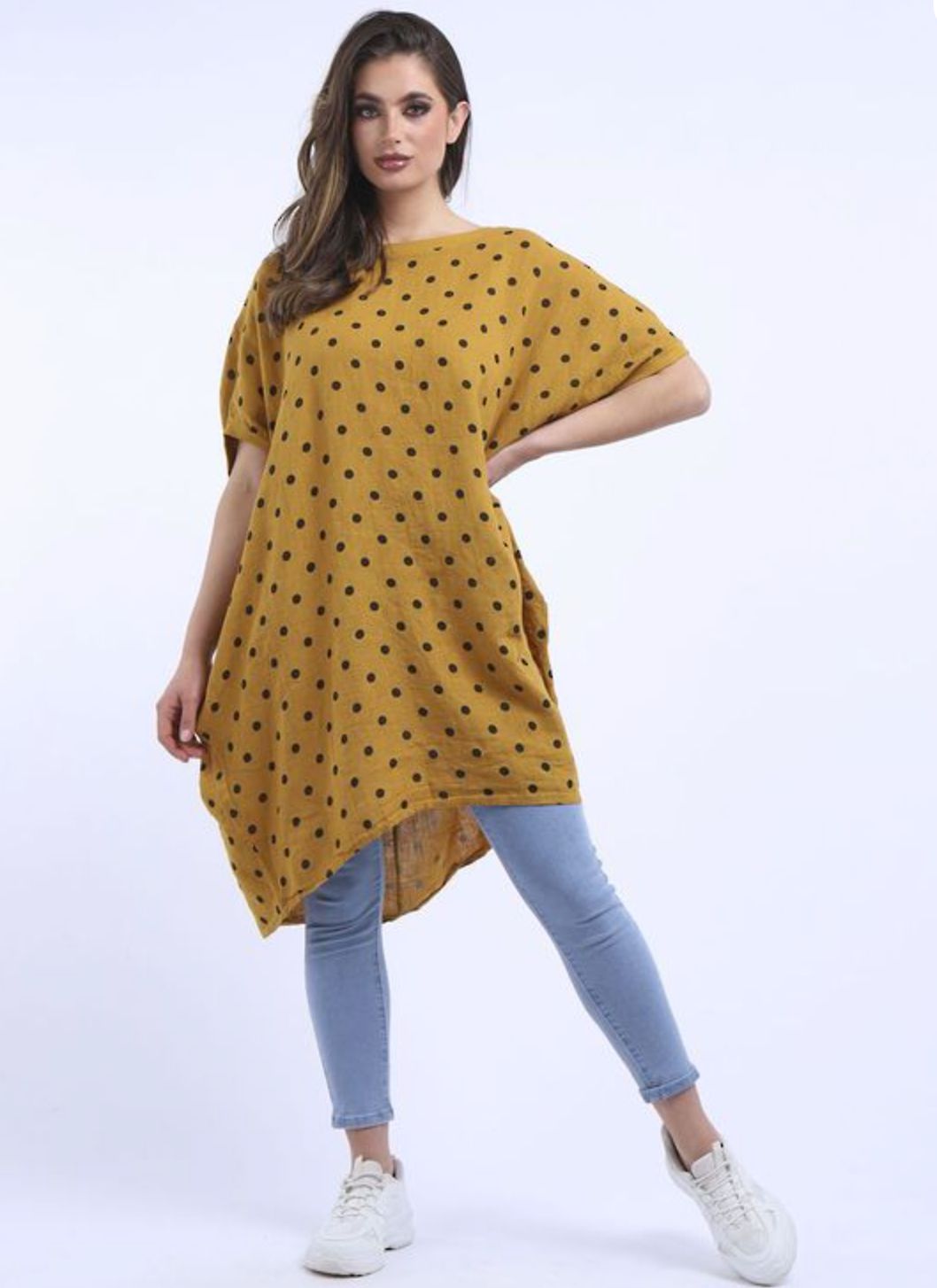 Bianca Linen Spotted Dress Mustard