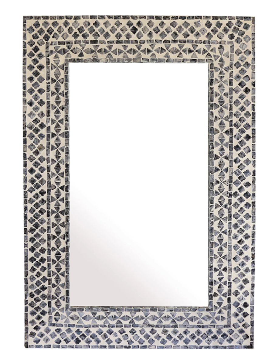 Algiers Black &amp; Ivory Inlay Mirror