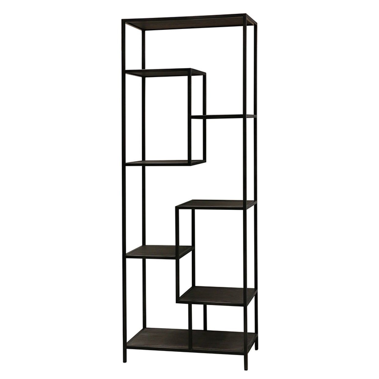 Offset Bookcase - Steel &amp; Oak