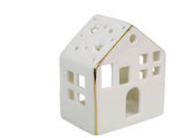 Tealight House white/gold 14.6cm