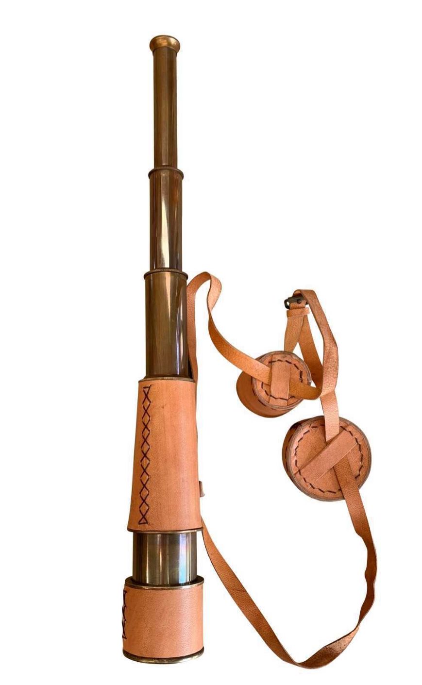 Telescope - brass &amp; leather