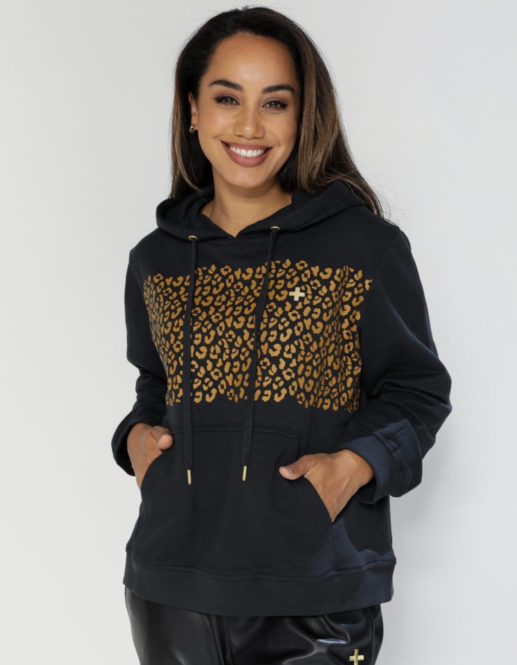 Hoodie - Black w/ Leopard Banner - 16