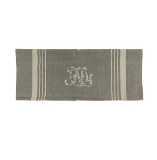 Monogram Tea Towel - Grey stripe