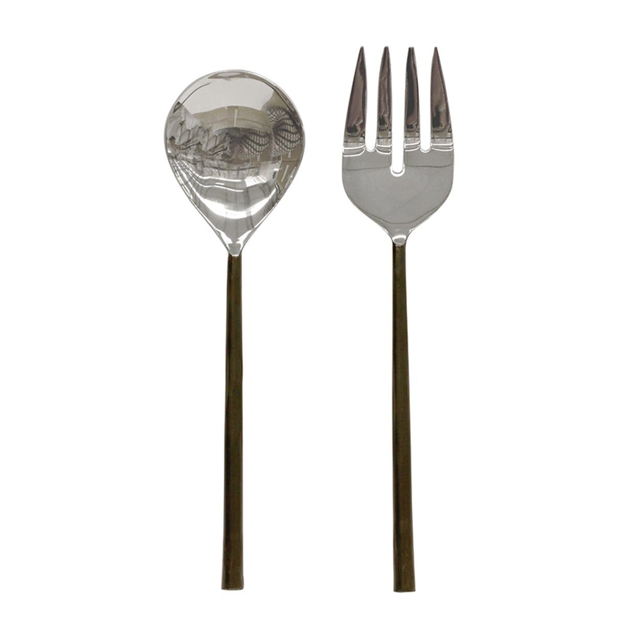 Salad Servers - Burnished Black &amp; SS