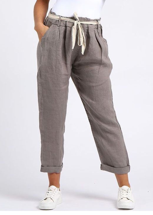 Marcella Linen Pant - Mocha (10-14)