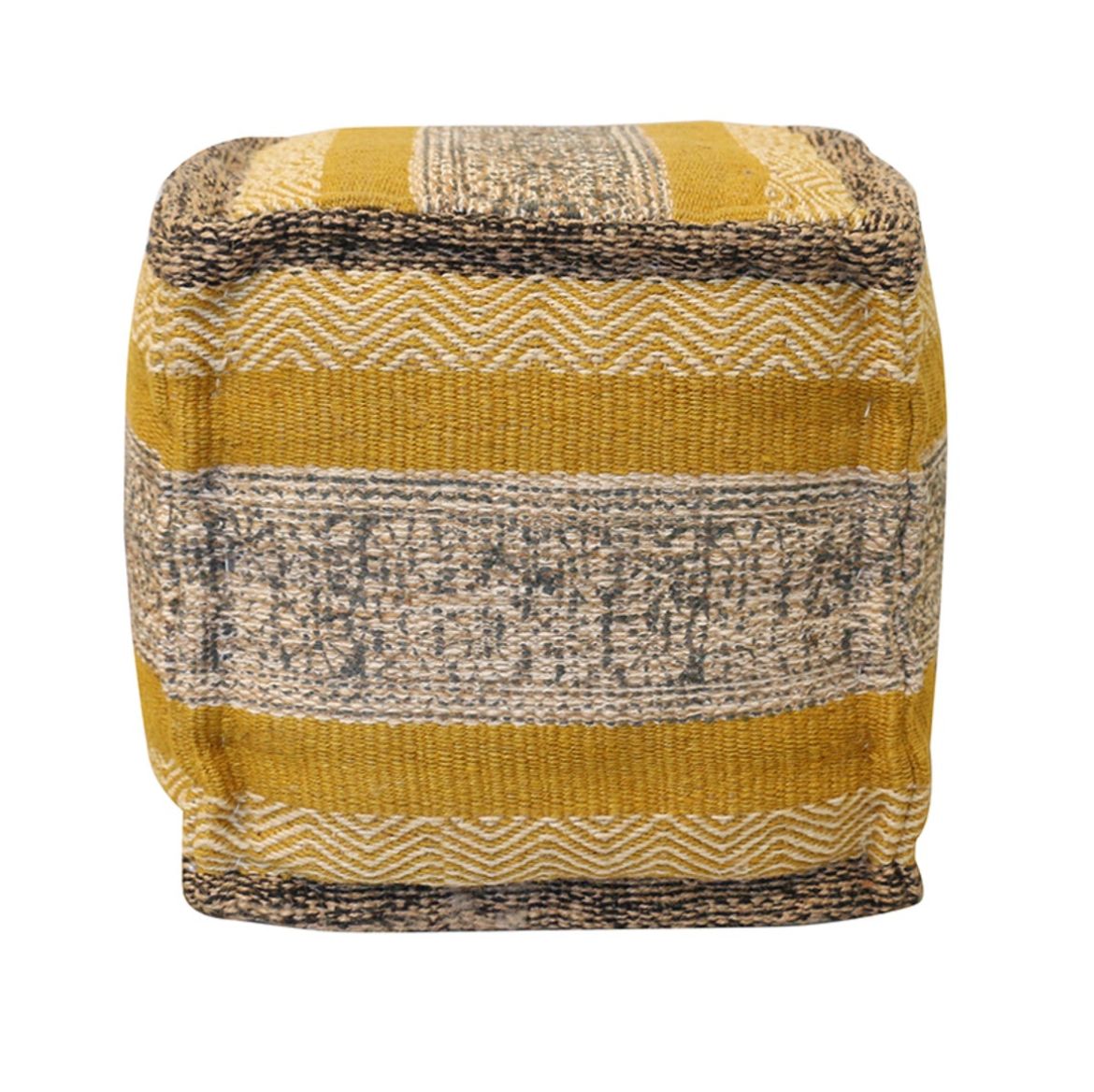 Pouf Chartreuse &amp; Charcoal Stripe