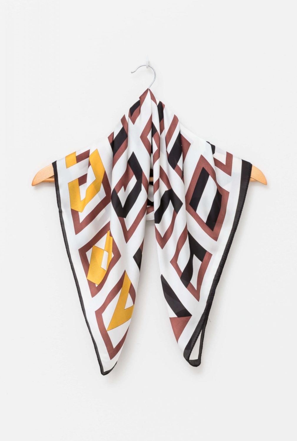 Square Scarf - Chocolate &amp; Black Geometric