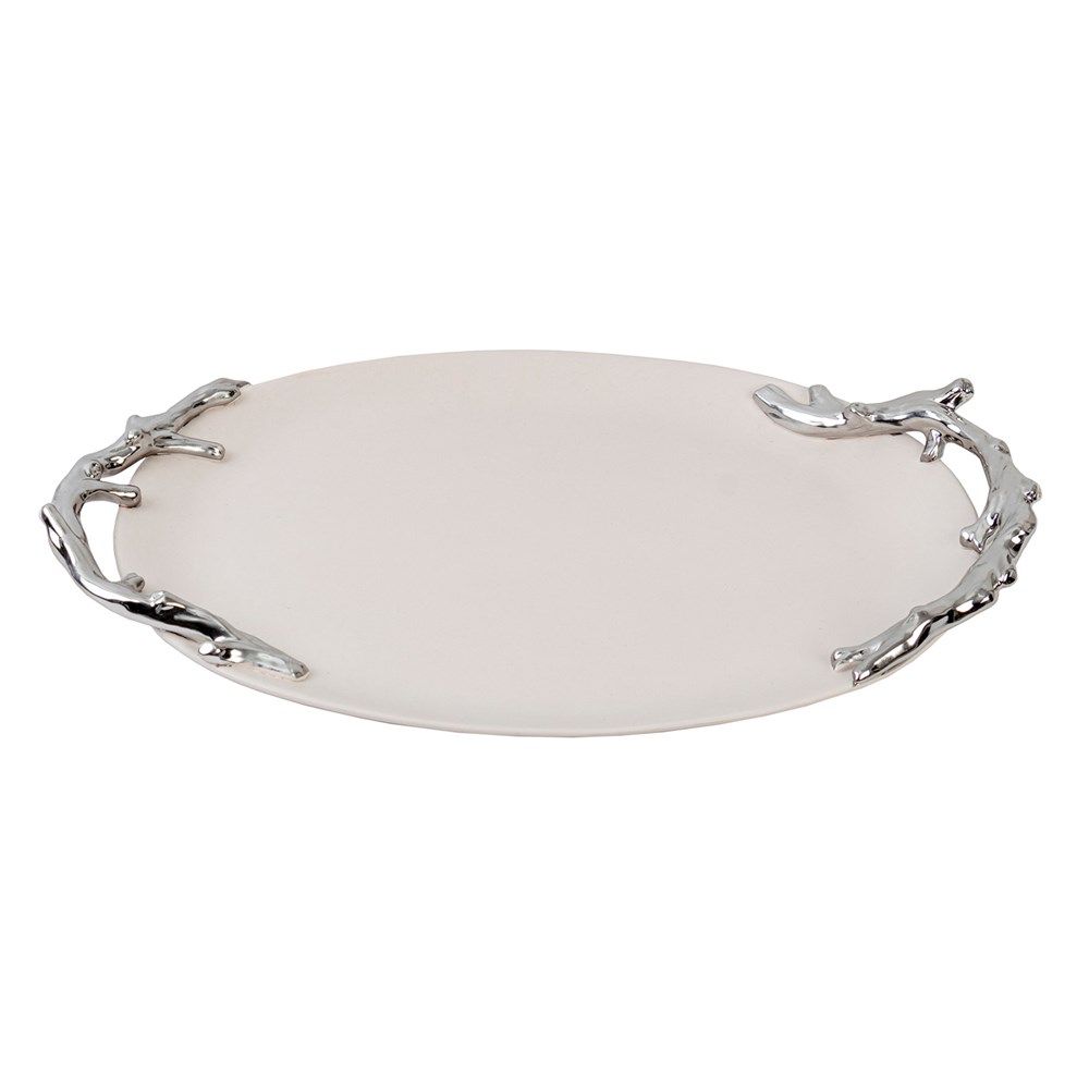 Oval Plate w/ Branch Handles - 27.5cm D