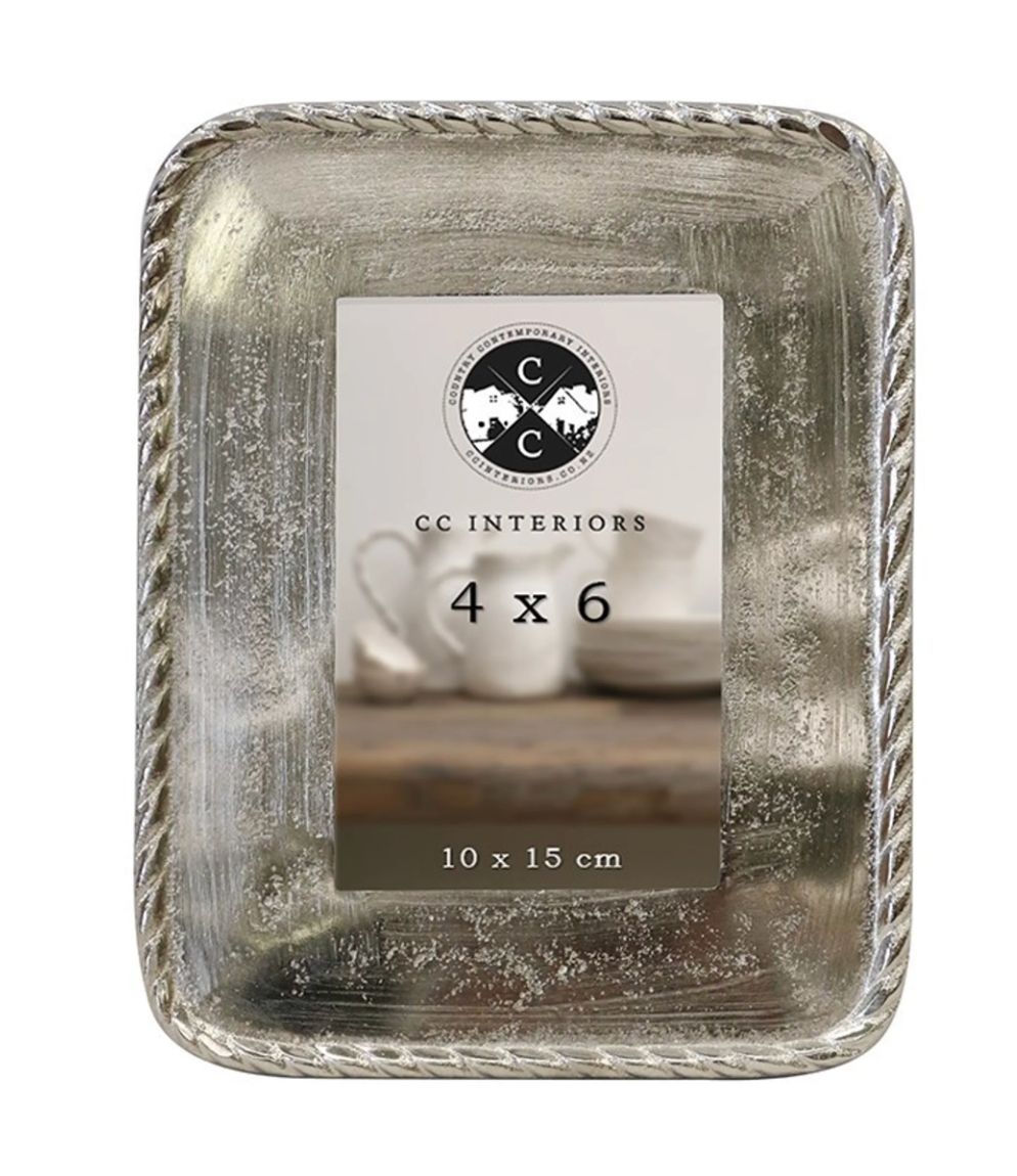 Rope Edge Photo Frame Raw Nickel 4x6