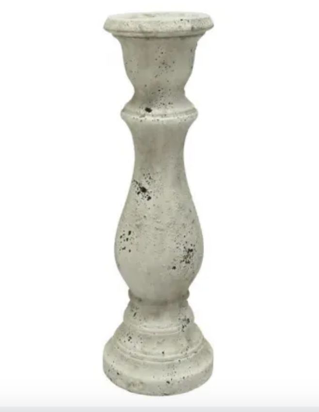 Santai Ceramic Candle Holder - white wash 42cm