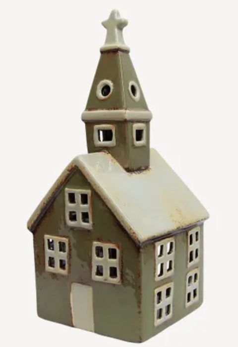 Tea Light Church Olive Green