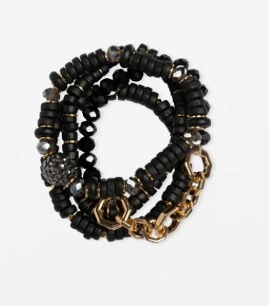 Black Bead Bracelet s/4