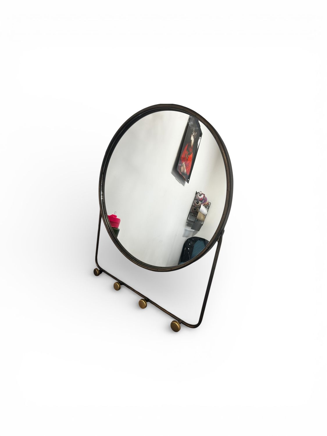 Circle mirror with hooks