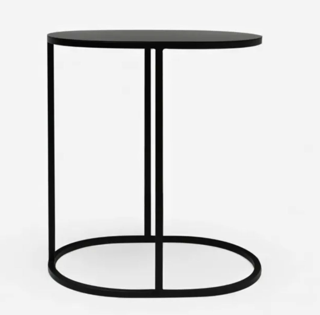Oval Couch Side Table Black