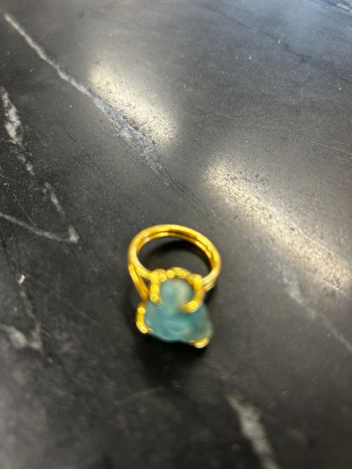 Adjustable Green Stone Ring