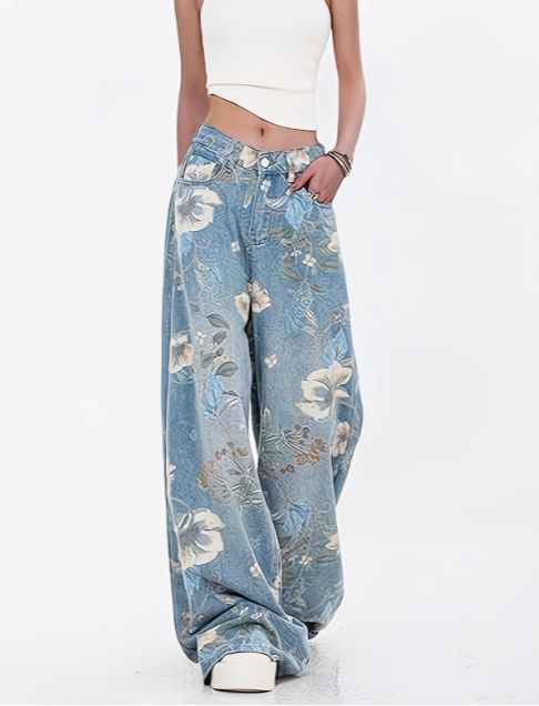 Stretch Flower Jeans M