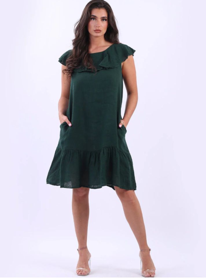 Georgia Ruffle Dress Green