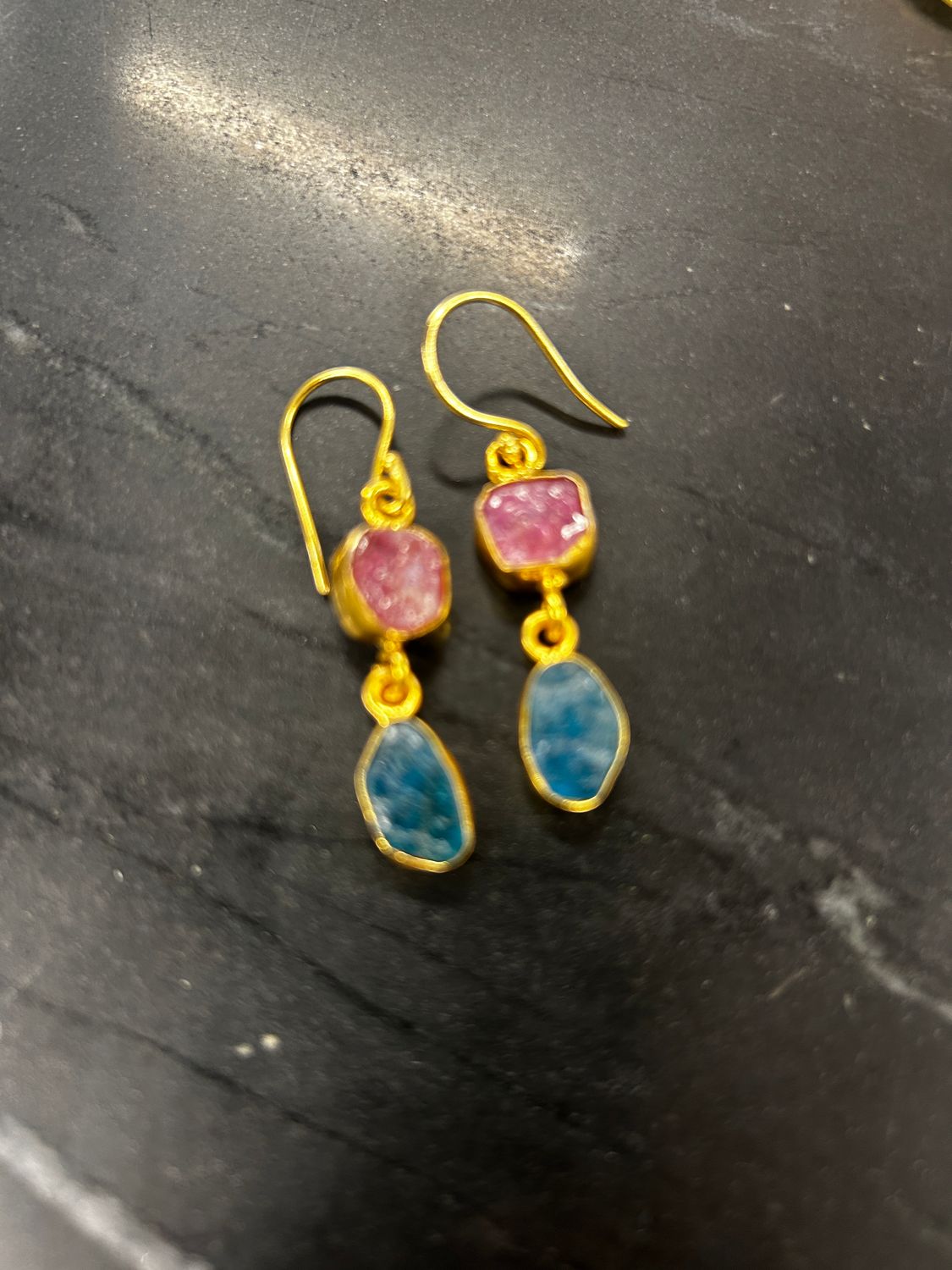Pink Blue Gold Earring