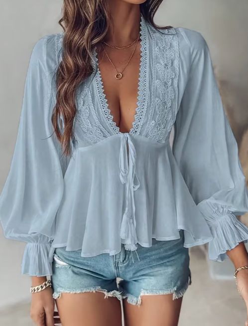 Blue Shiffon Blouse
