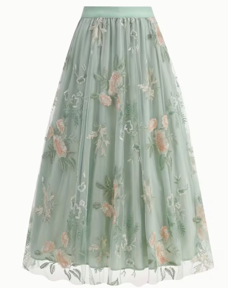 Embroided Skirt Green
