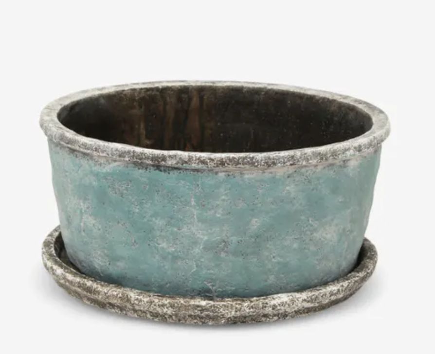 Sea Blue Wide Plant Pot L
