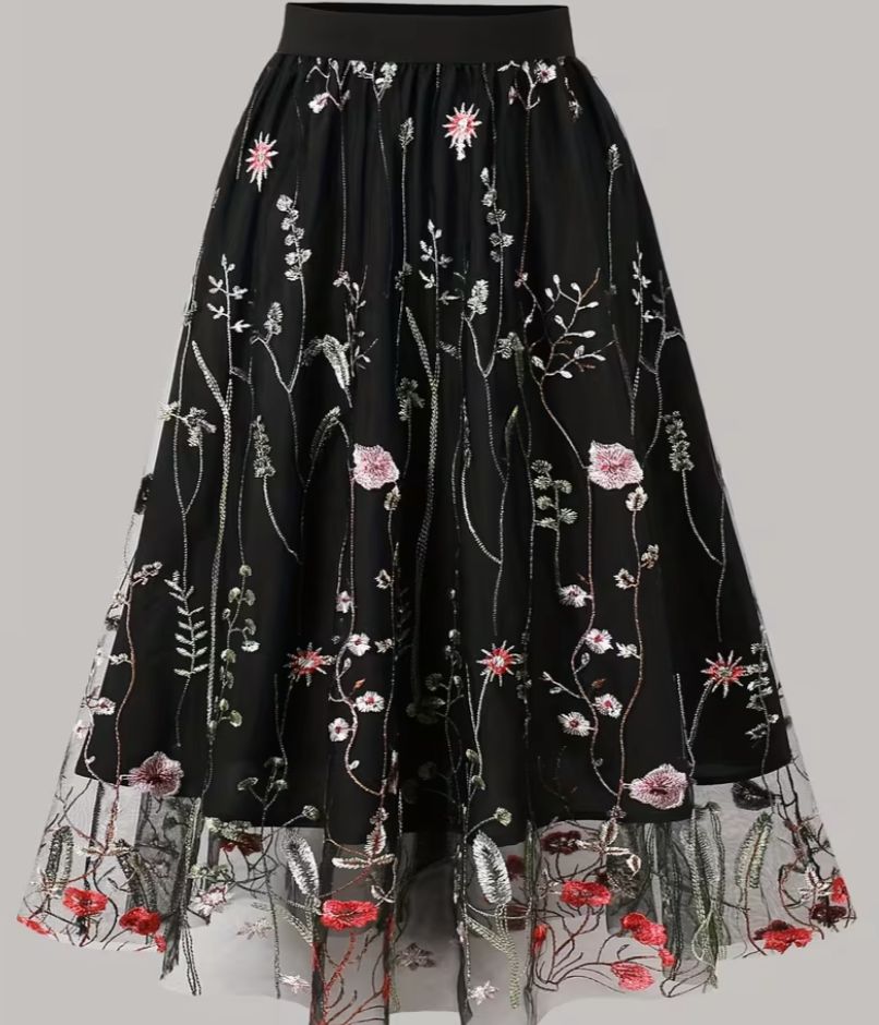 Floral Embroided Skirt