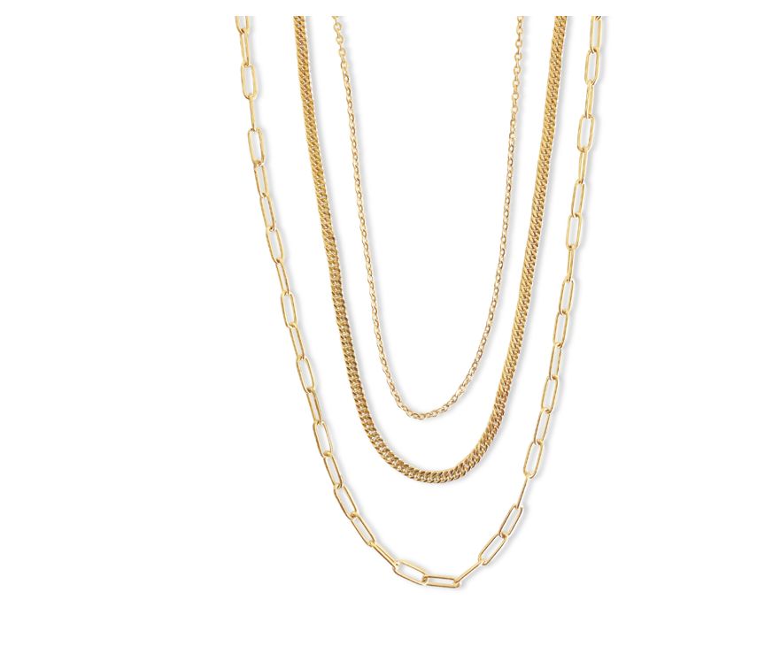 Multi Layered Chain Necklace Gold