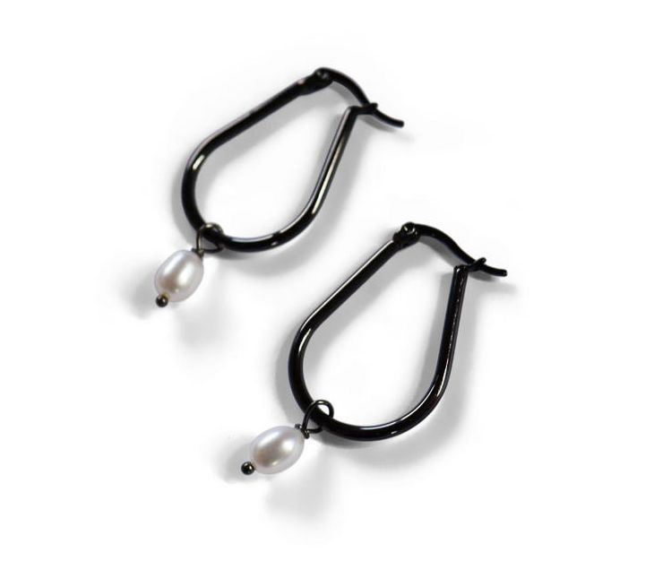 Hooplah Earrings U Shaped Black
