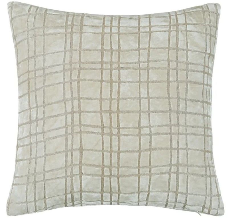 Ridge Drunkplaid Ivory Large Cushion -  L 56 cm x W 56cm