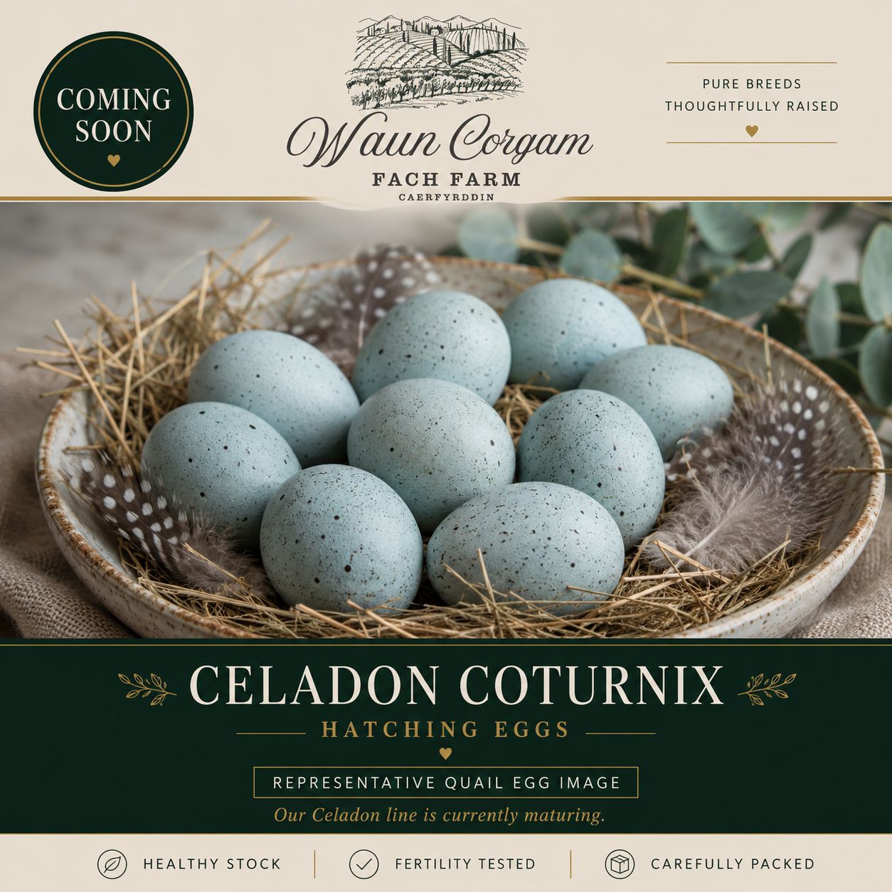 Celadon Coturnix Quail Hatching Eggs - Coming Soon!